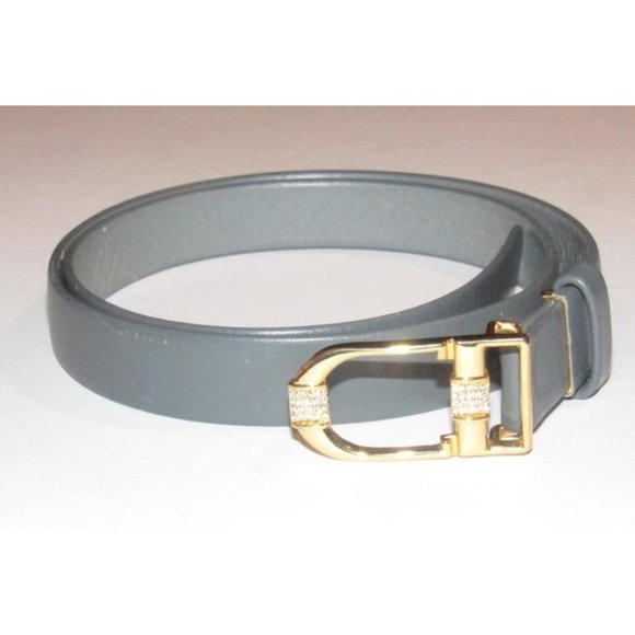 Dior Grey Leather w Gold & Crystal CD Logo - Picture 11 of 12